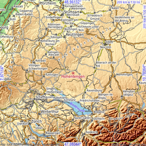 Topographic map of Hohentengen