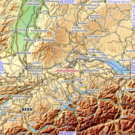 Topographic map of Hohentengen