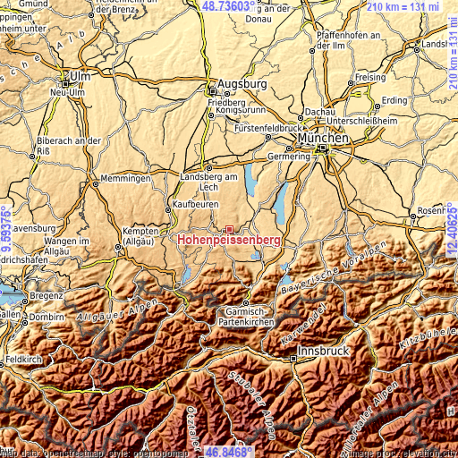 Topographic map of Hohenpeißenberg