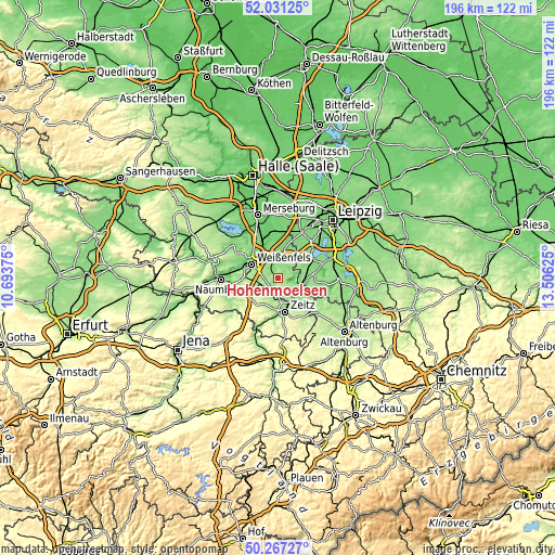 Topographic map of Hohenmölsen