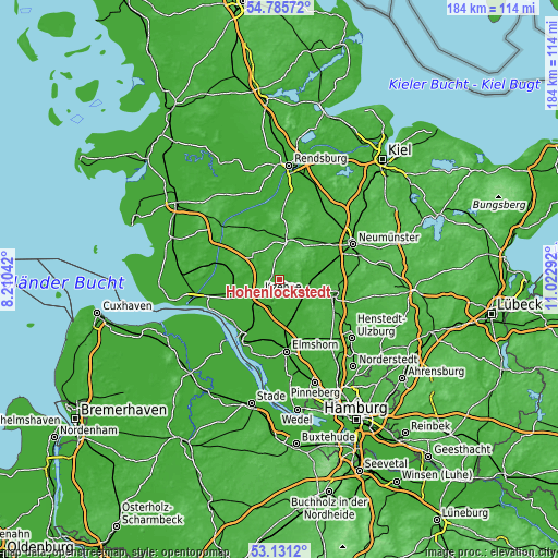 Topographic map of Hohenlockstedt