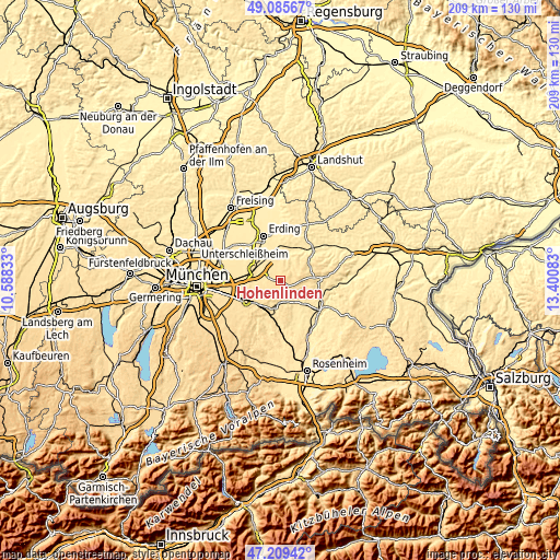 Topographic map of Hohenlinden