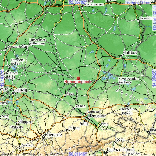 Topographic map of Hohenleipisch