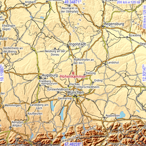 Topographic map of Hohenkammer