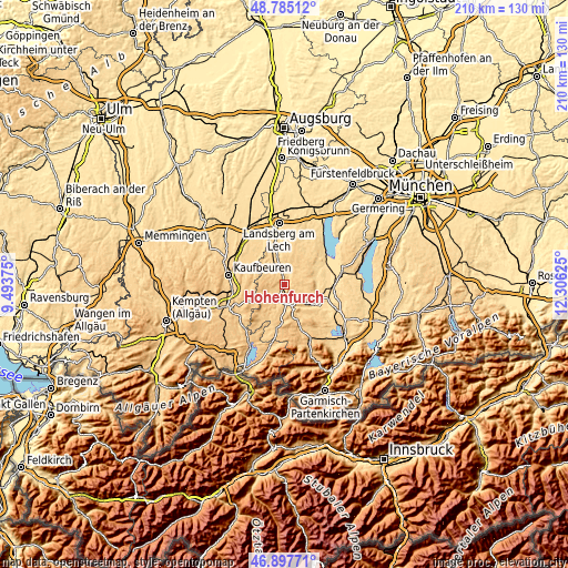 Topographic map of Hohenfurch