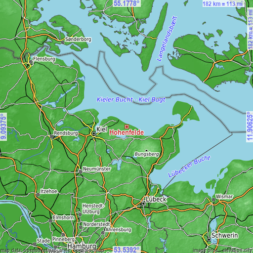 Topographic map of Hohenfelde