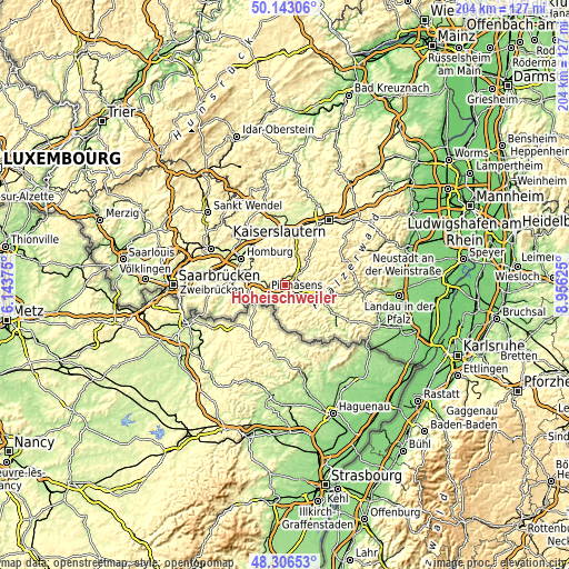 Topographic map of Höheischweiler