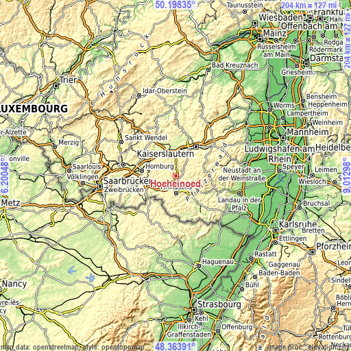 Topographic map of Höheinöd