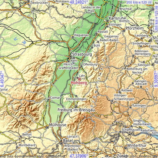 Topographic map of Hohberg