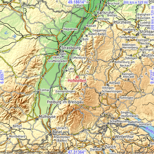 Topographic map of Hofstetten