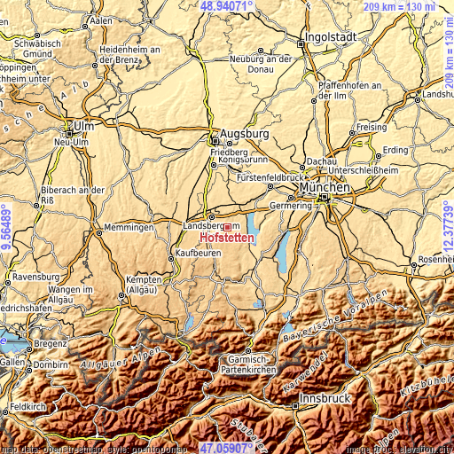 Topographic map of Hofstetten