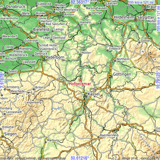 Topographic map of Hofgeismar