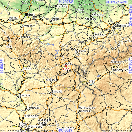 Topographic map of Hof