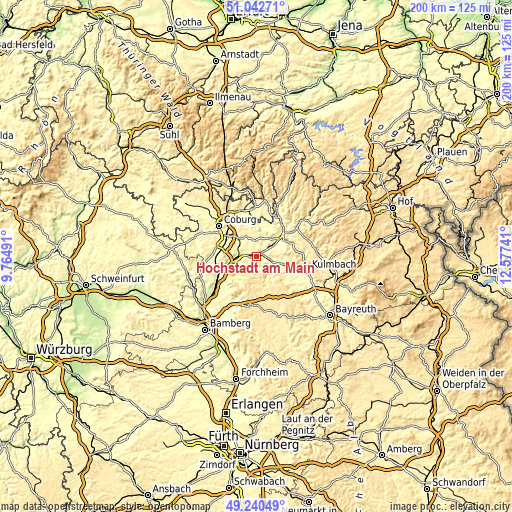 Topographic map of Hochstadt am Main