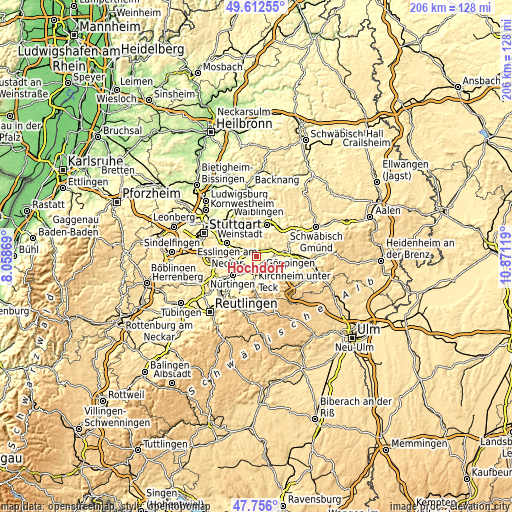 Topographic map of Hochdorf