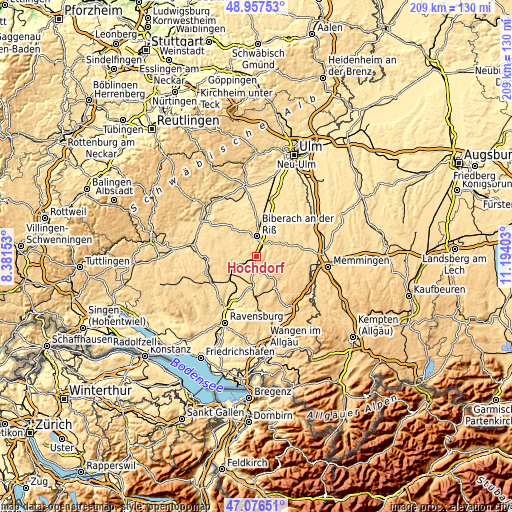 Topographic map of Hochdorf