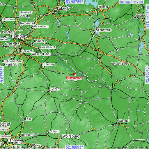 Topographic map of Hitzacker