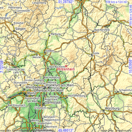 Topographic map of Hirzenhain