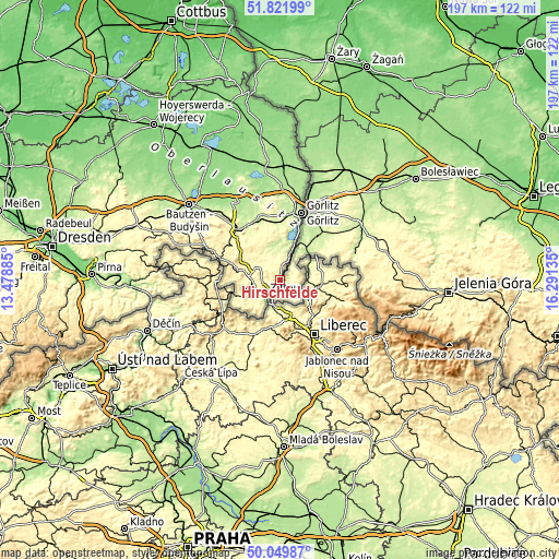 Topographic map of Hirschfelde