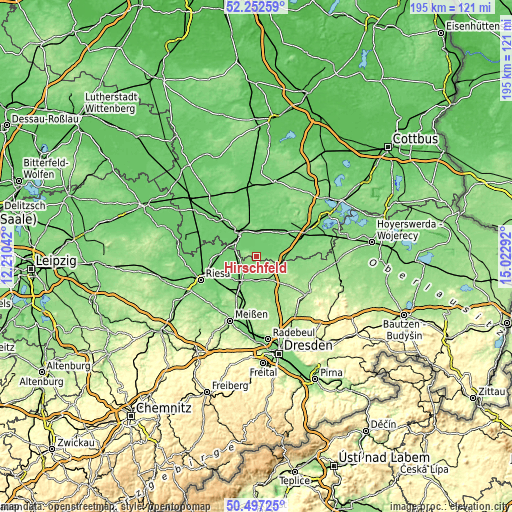 Topographic map of Hirschfeld