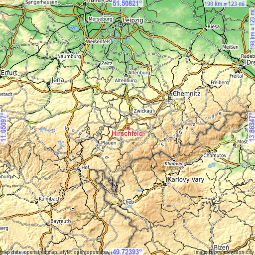 Topographic map of Hirschfeld