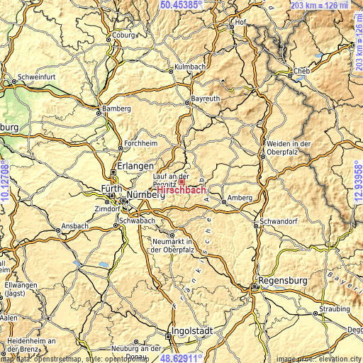 Topographic map of Hirschbach