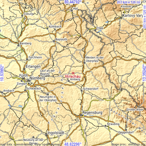 Topographic map of Hirschau