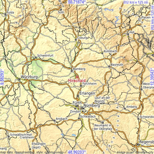 Topographic map of Hirschaid