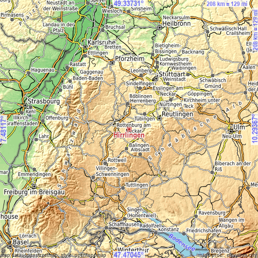 Topographic map of Hirrlingen