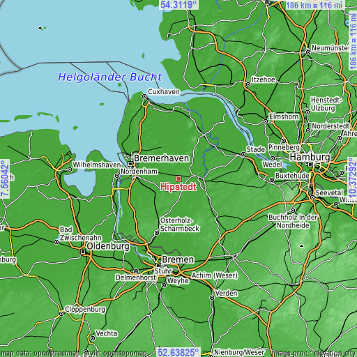 Topographic map of Hipstedt