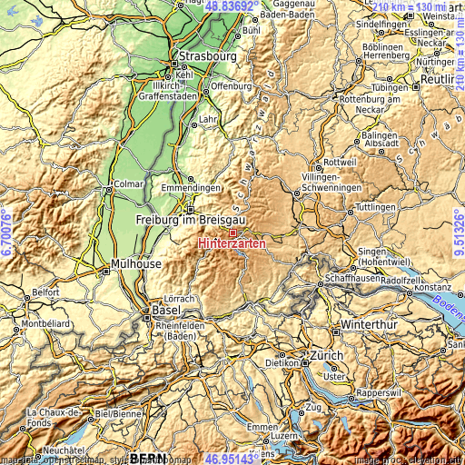 Topographic map of Hinterzarten