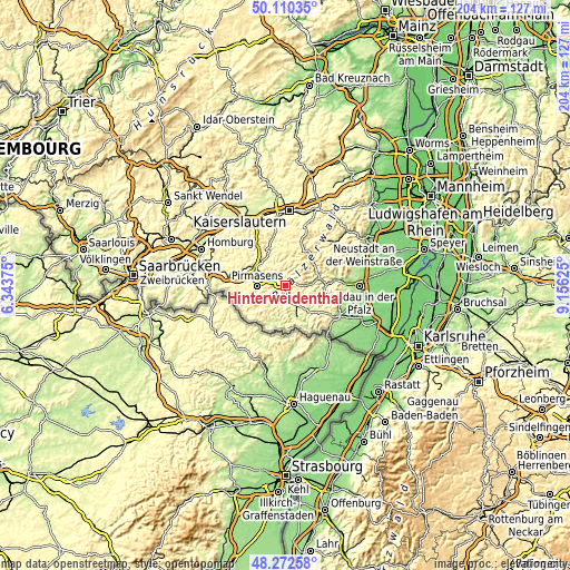 Topographic map of Hinterweidenthal