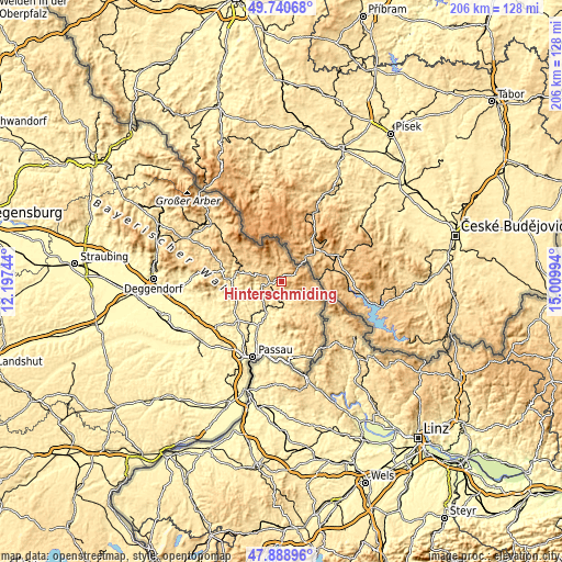 Topographic map of Hinterschmiding