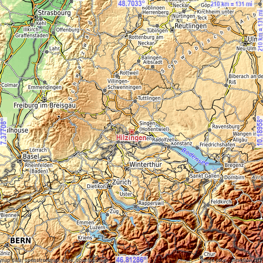 Topographic map of Hilzingen