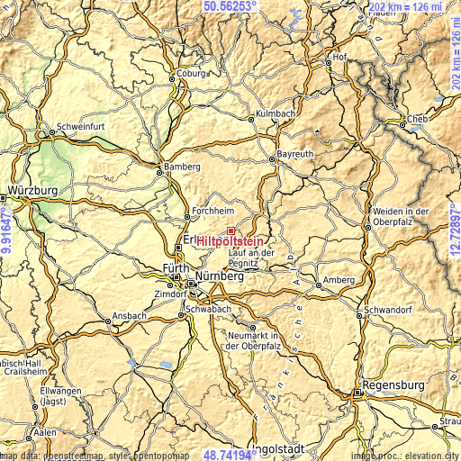 Topographic map of Hiltpoltstein