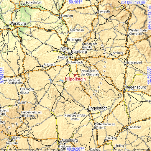 Topographic map of Hilpoltstein