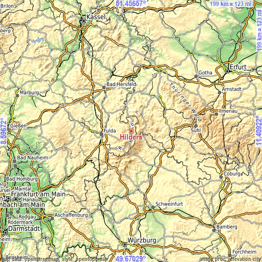 Topographic map of Hilders