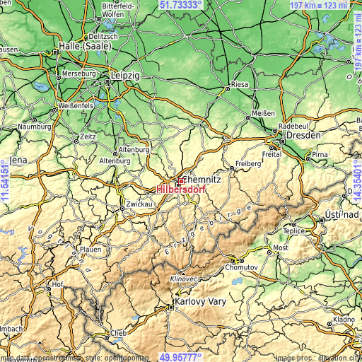 Topographic map of Hilbersdorf