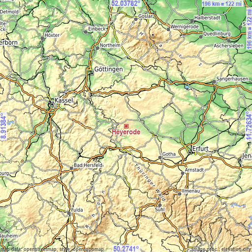 Topographic map of Heyerode