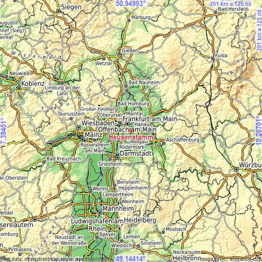Topographic map of Heusenstamm