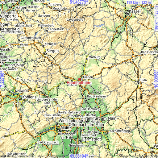 Topographic map of Heuchelheim
