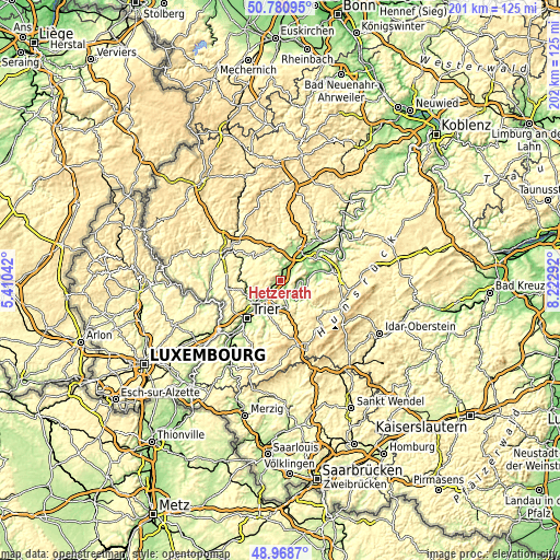 Topographic map of Hetzerath