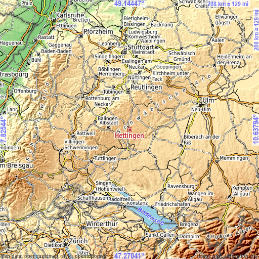 Topographic map of Hettingen