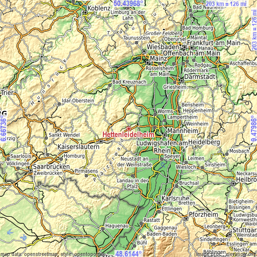 Topographic map of Hettenleidelheim