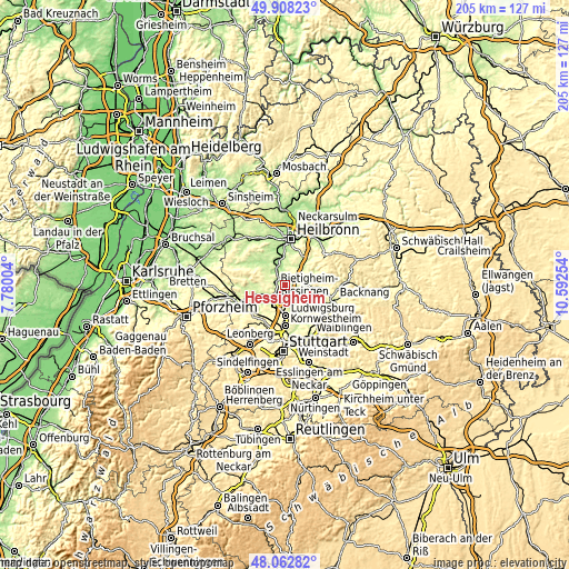 Topographic map of Hessigheim