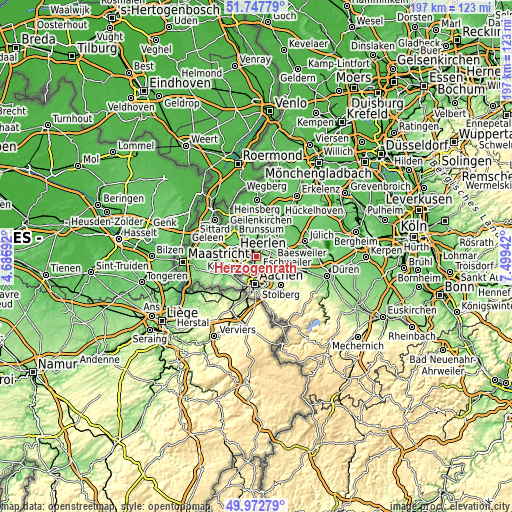 Topographic map of Herzogenrath