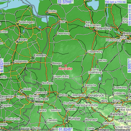 Topographic map of Herzlake