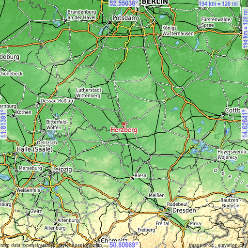 Topographic map of Herzberg