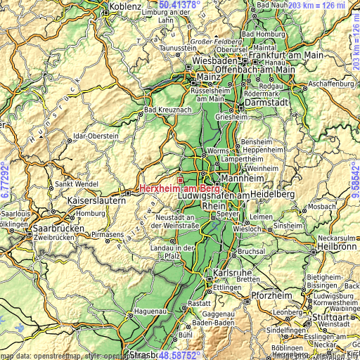 Topographic map of Herxheim am Berg