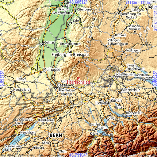 Topographic map of Herrischried